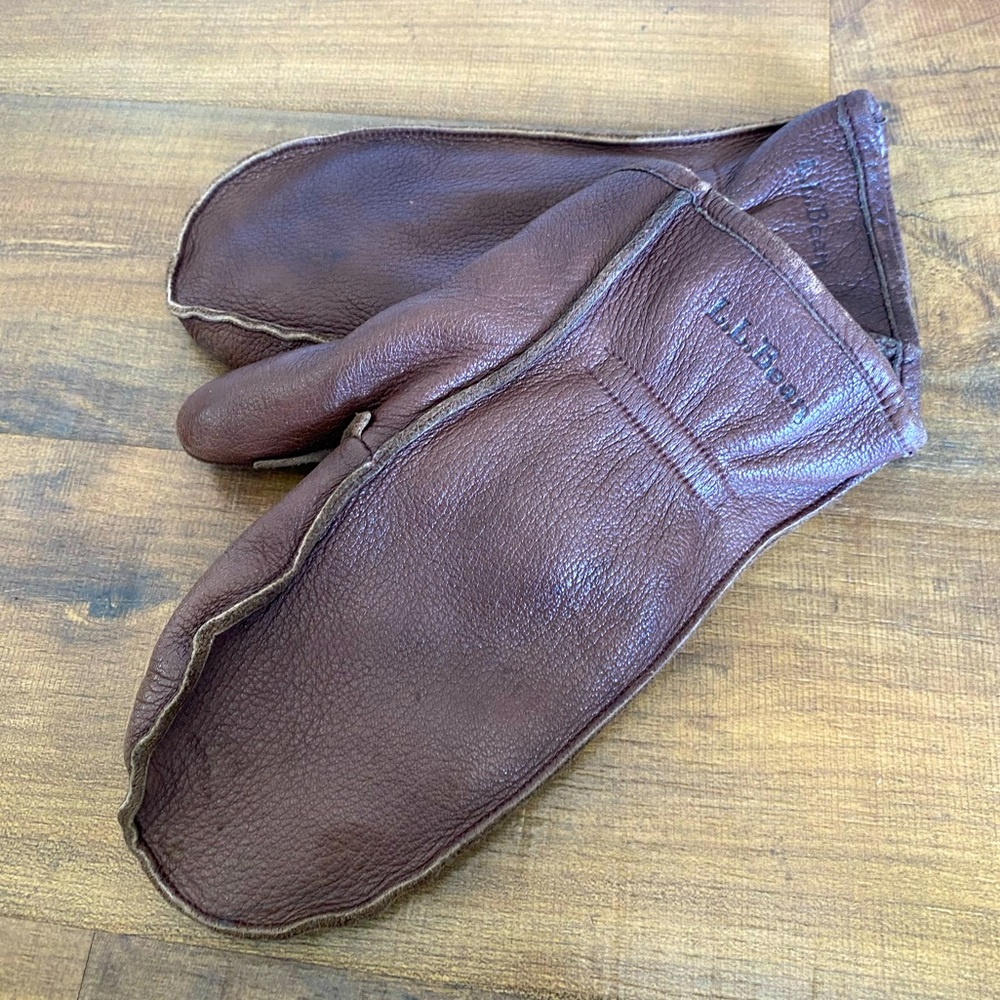 L.L. Bean Men's Brown Leather Buckskin Chopper Mitts … Gem